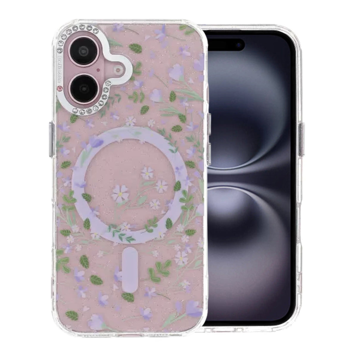 iPhone 16 Cover Blomstret MagSafe Lilla