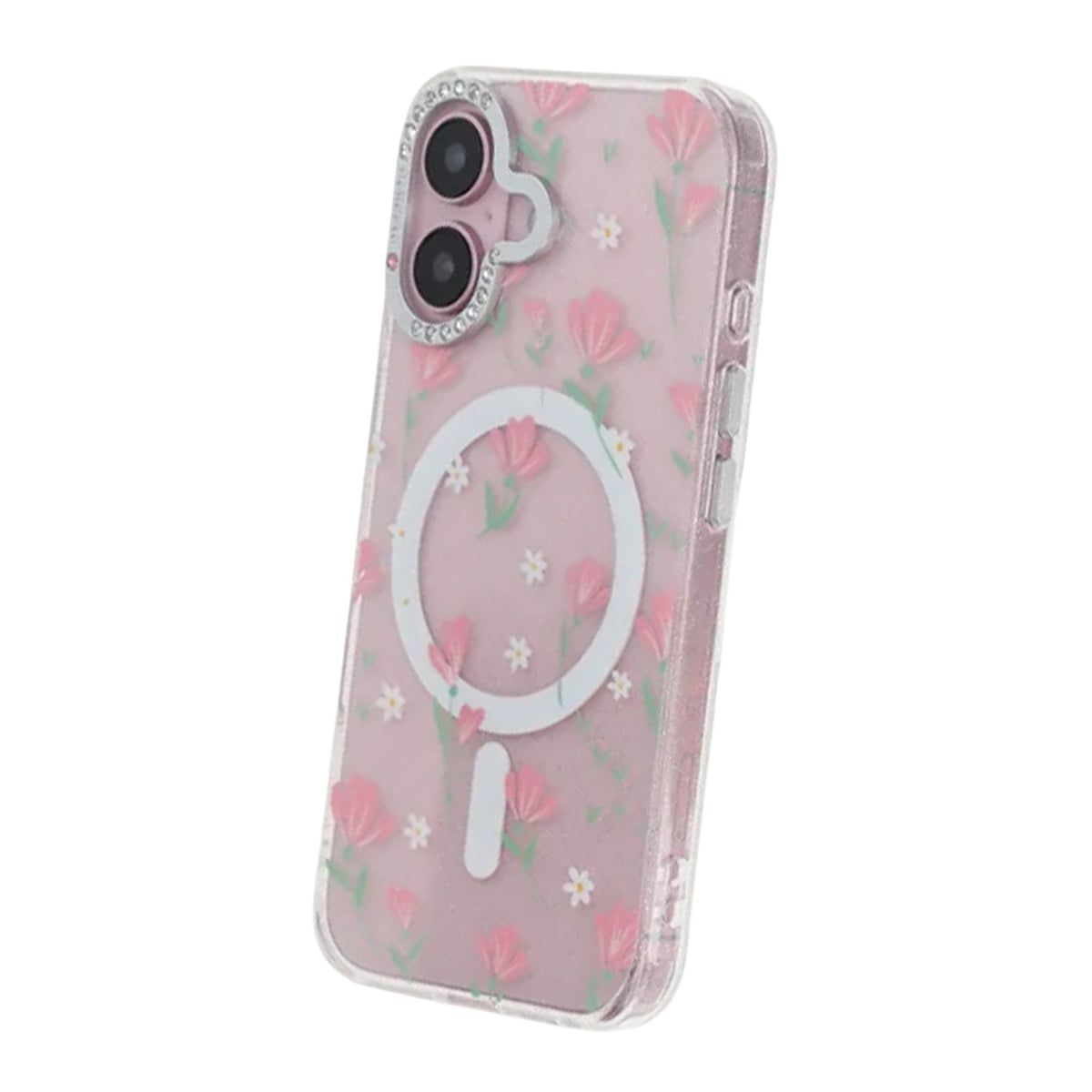 iPhone 16 Cover Blomstret MagSafe Lyserød