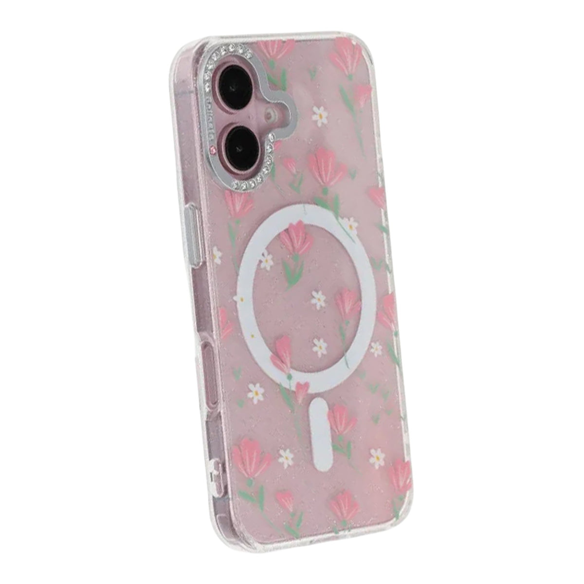 iPhone 16 Cover Blomstret MagSafe Lyserød