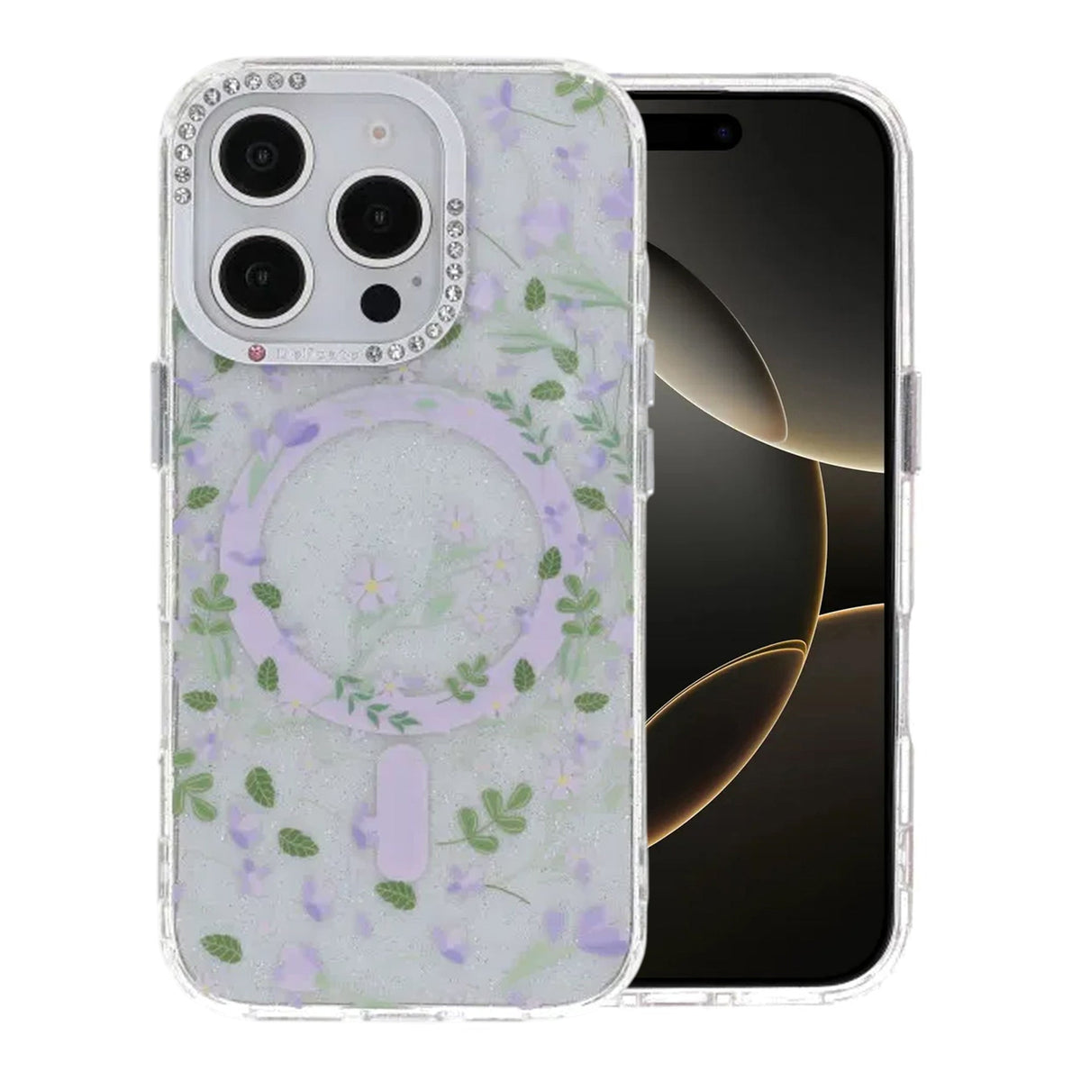 iPhone 16 Pro Cover Blomstret MagSafe Lilla
