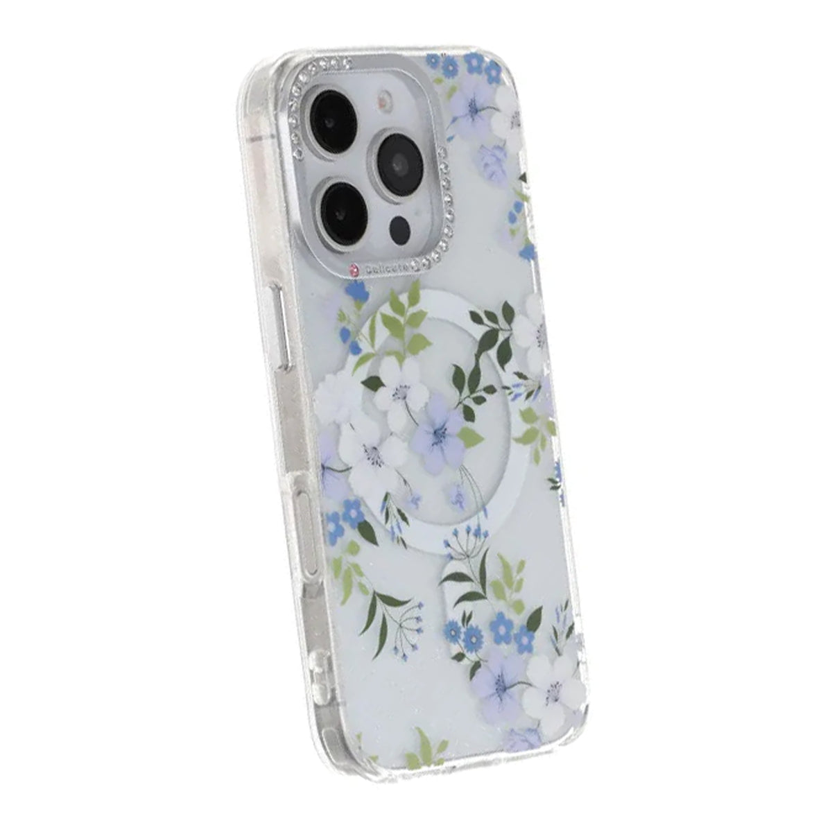 iPhone 16 Pro Max Cover Blomstret MagSafe Blå