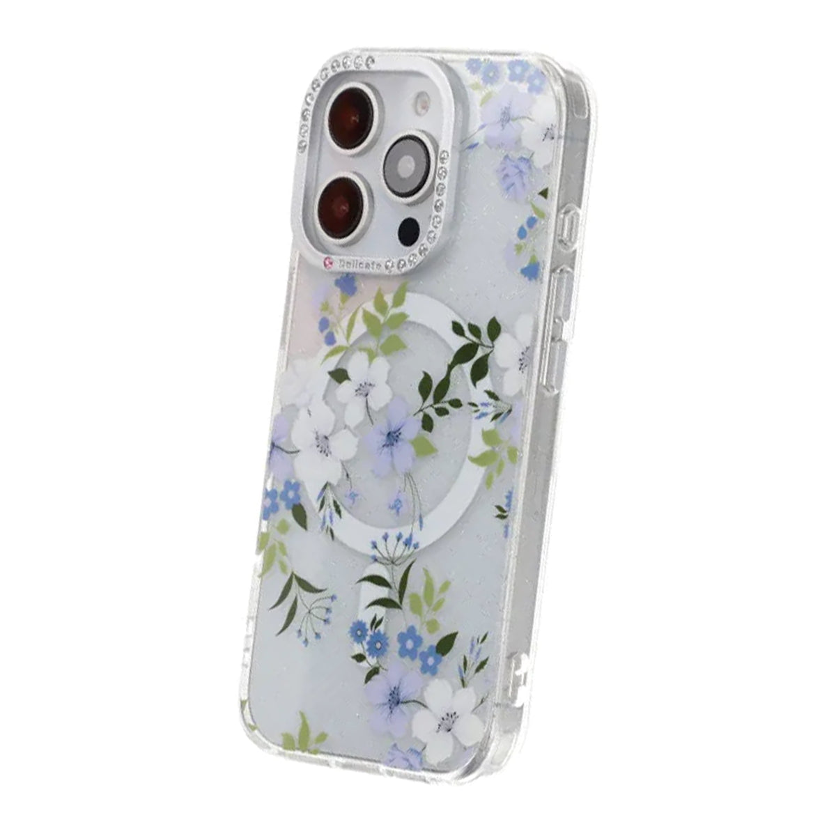 iPhone 16 Pro Max Cover Blomstret MagSafe Blå
