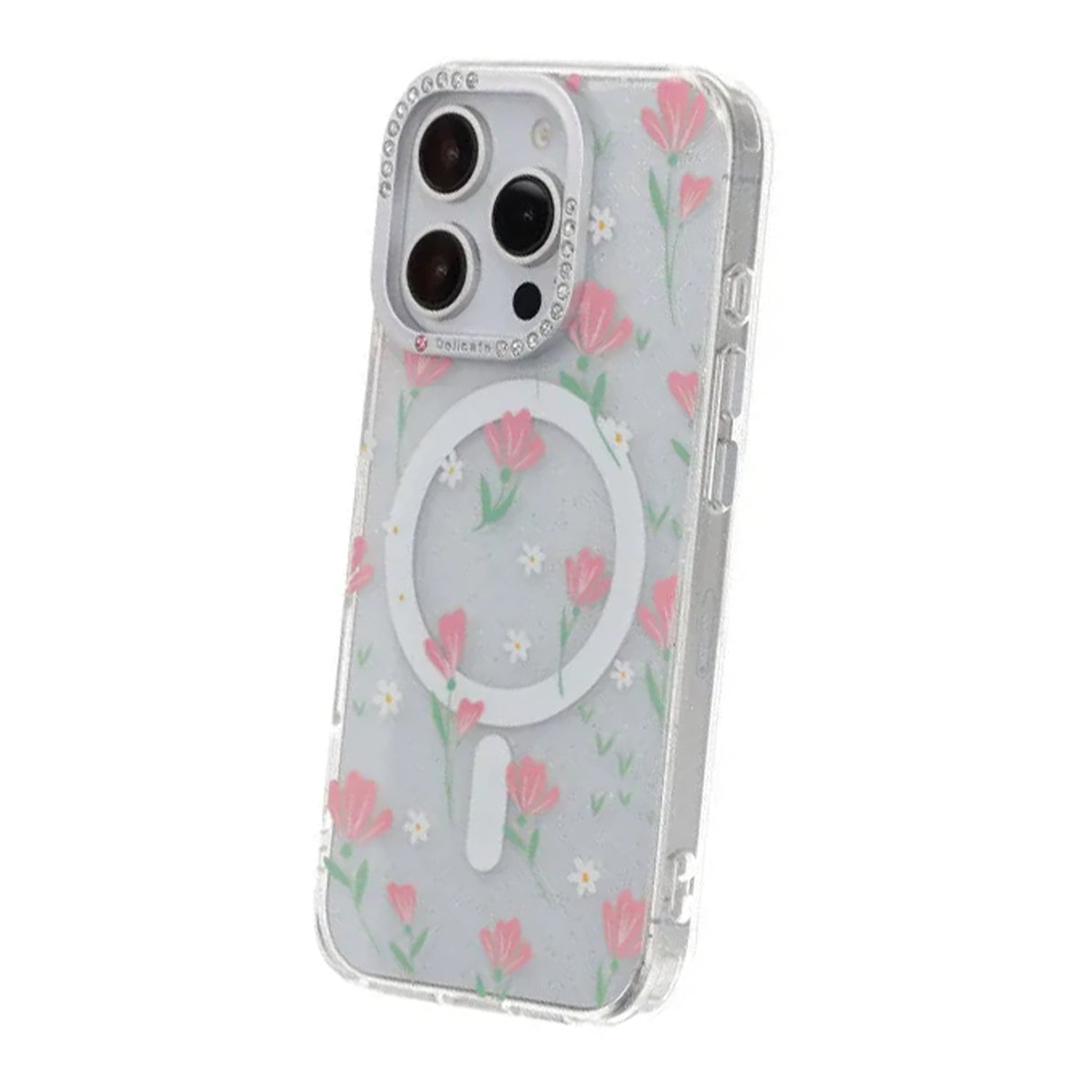 iPhone 16 Pro Max Cover Blomstret MagSafe Lyserød