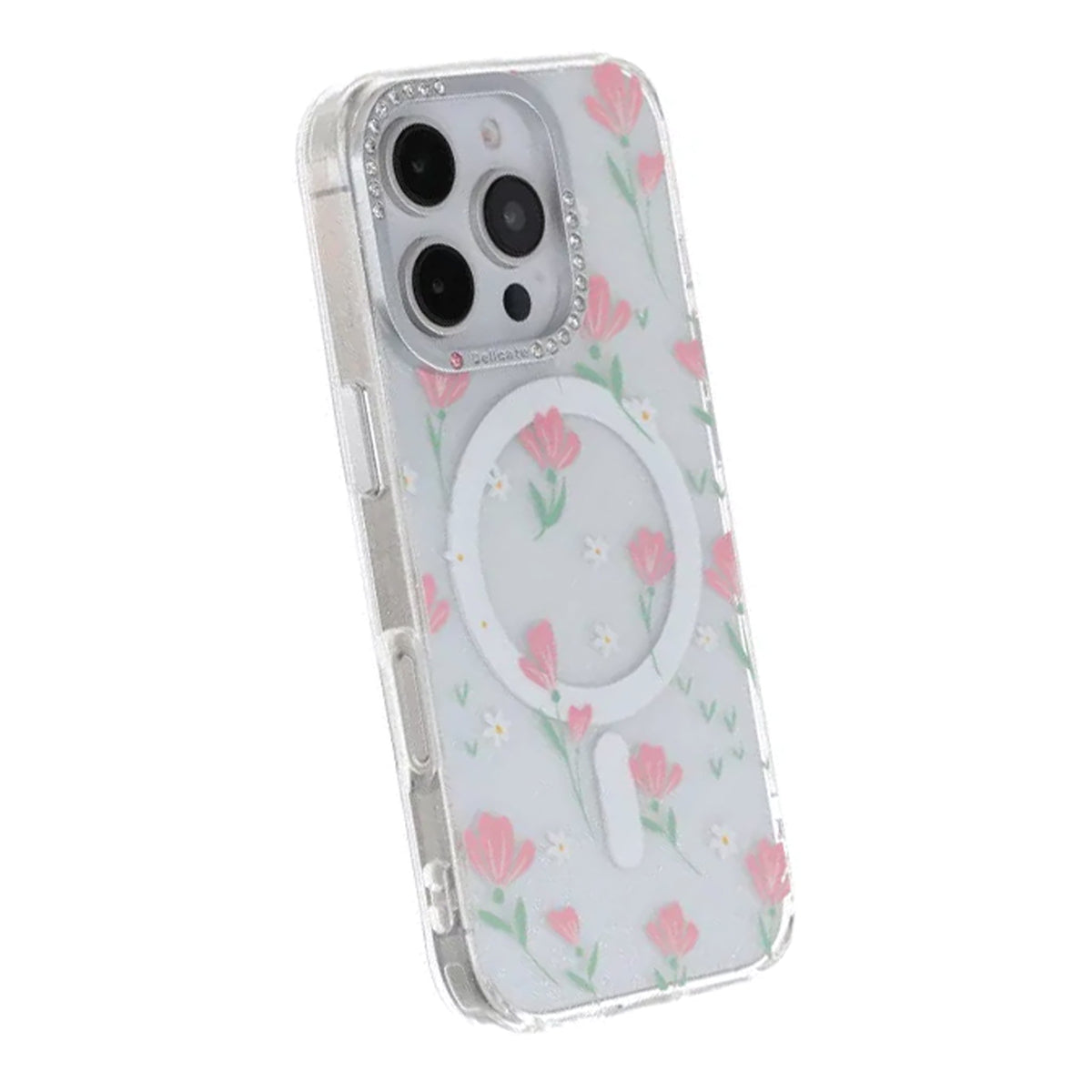 iPhone 16 Pro Max Cover Blomstret MagSafe Lyserød