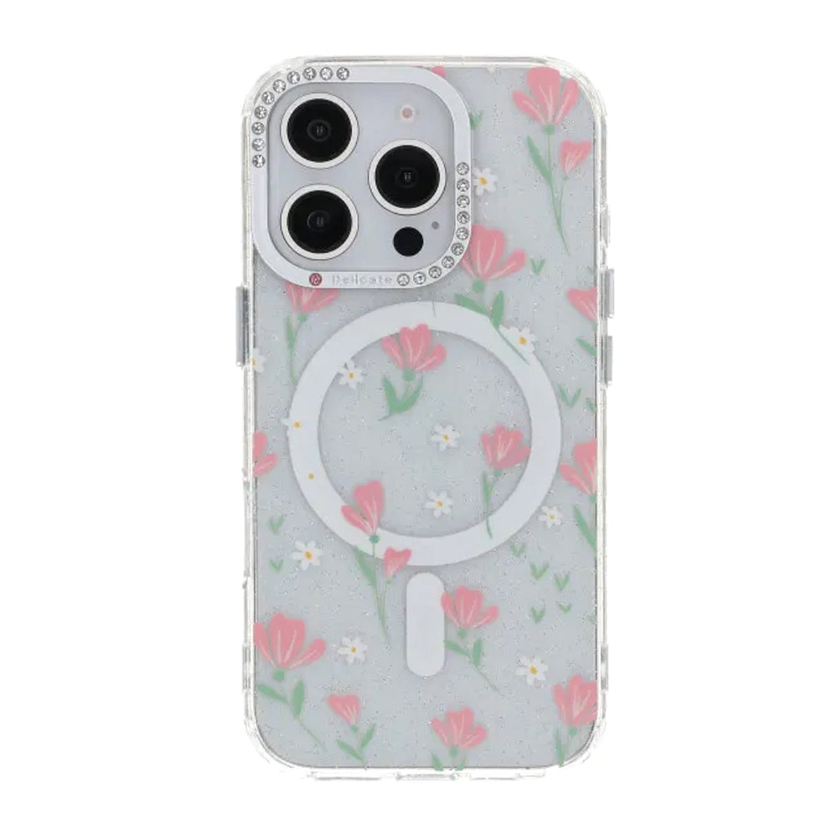 iPhone 16 Pro Cover Blomstret MagSafe Lyserød