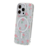 iPhone 16 Pro Cover Blomstret MagSafe Lyserød