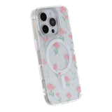 iPhone 16 Pro Cover Blomstret MagSafe Lyserød