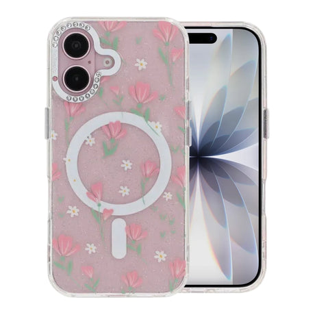 iPhone 17 Cover Blomstret MagSafe Lyserød
