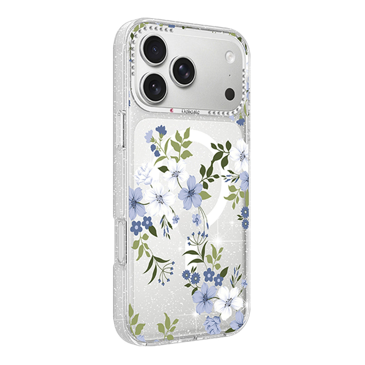 iPhone 17 Pro Cover Blomstret MagSafe Blå