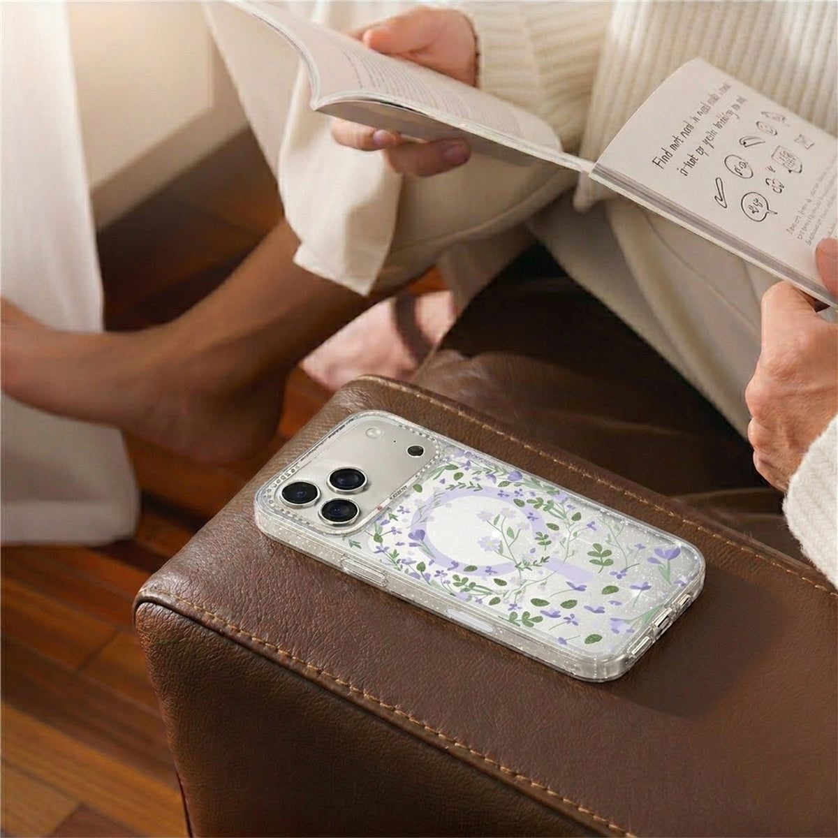 iPhone 17 Pro Cover Blomstret MagSafe Lilla
