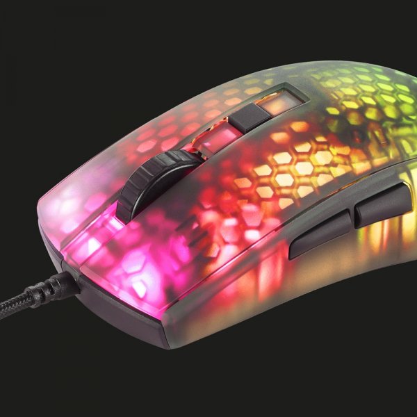 Deltaco Gaming DM310 Gaming Mus Halvgennemsigtig RGB Sort
