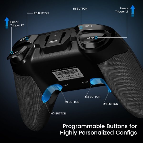 EasySMX Arion 9110 Trådløs gaming-controller med programmerbare knapper Sort