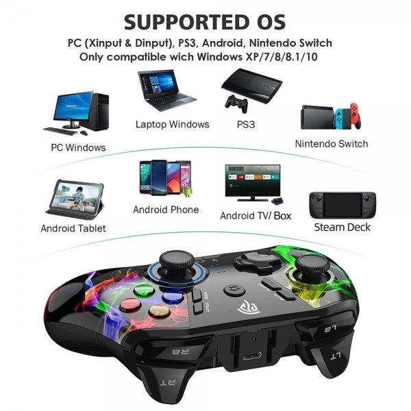 EasySMX Arion 9110 Trådløs Gamecontroller med programmerbare knapper - Farverig
