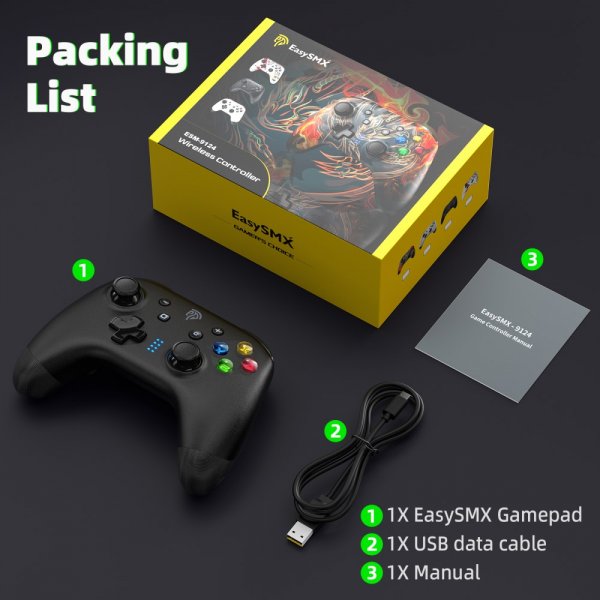 EasySMX Bayard 9124 Switch/Android/PC Programmerbar trådløs gamepad Sort