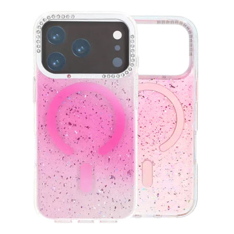 iPhone 17 Pro Cover Glitter Diamond MagSafe Lyserød