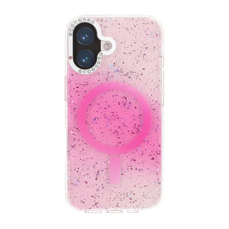 iPhone 17 Cover Glitter Diamond MagSafe Lyserød