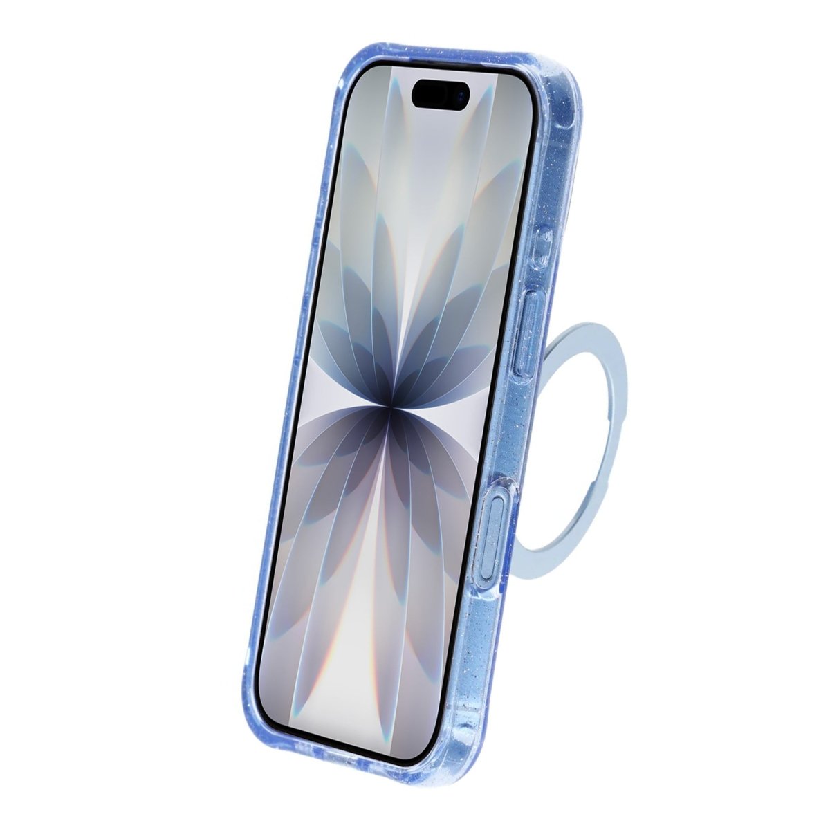 iPhone 17 Cover Glitter Stativ MagSafe Blå