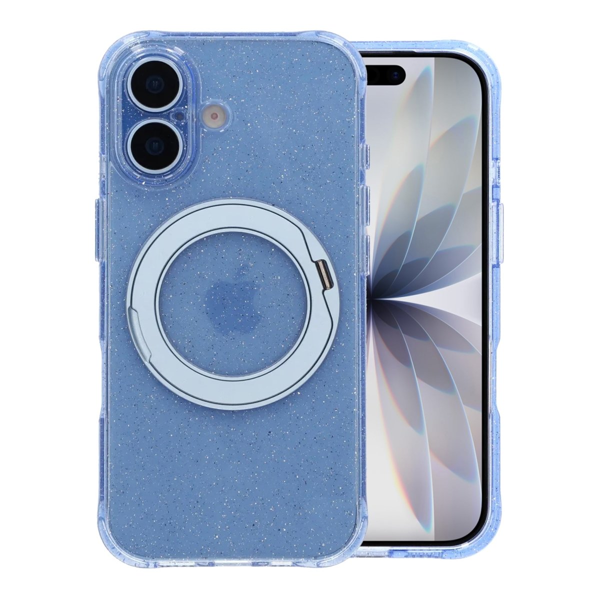 iPhone 17 Cover Glitter Stativ MagSafe Blå