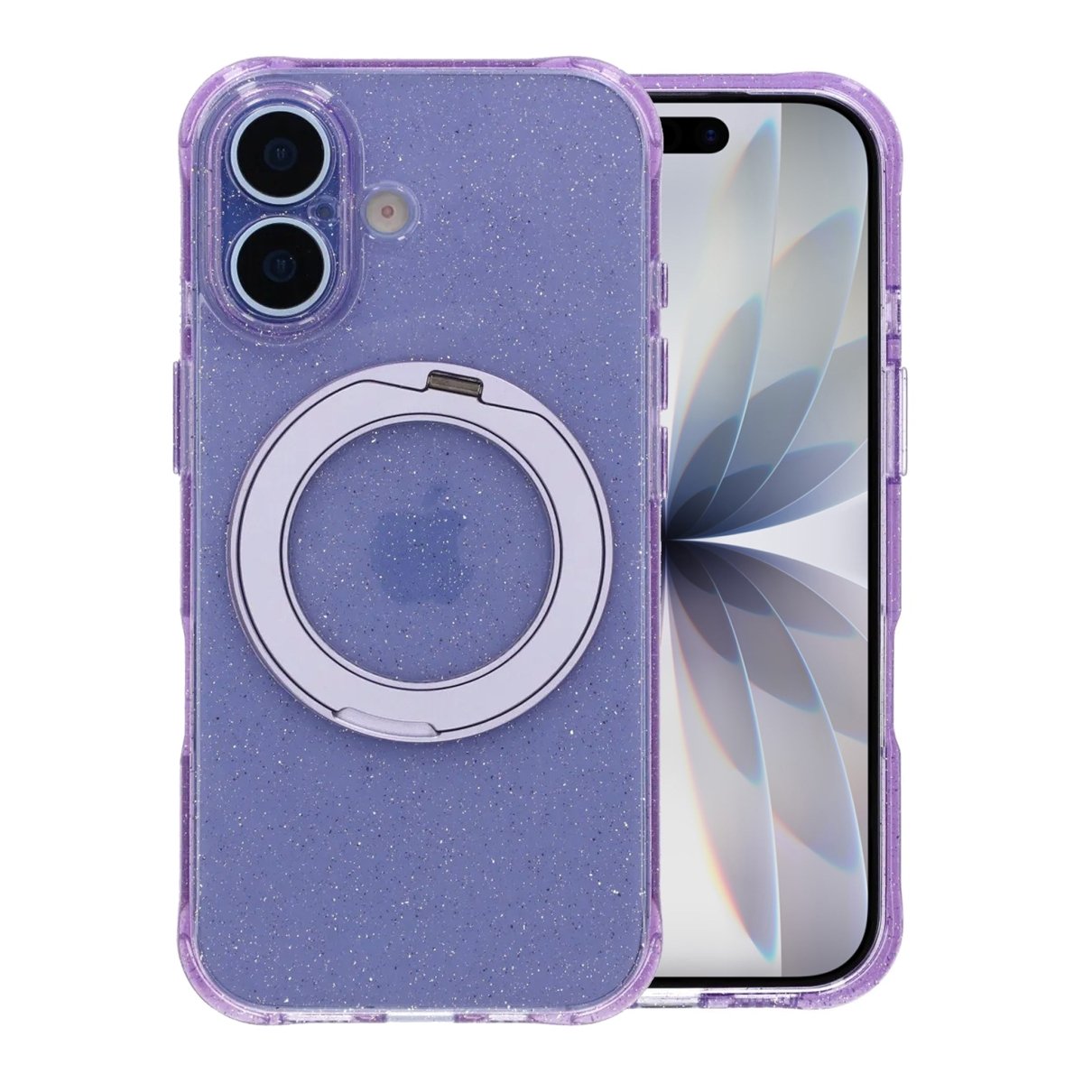 iPhone 17 Cover Glitter Stativ MagSafe Lilla