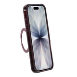 iPhone 17 Cover Glitter Stativ MagSafe Mørkerød