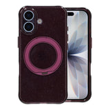 iPhone 17 Cover Glitter Stativ MagSafe Mørkerød