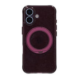 iPhone 17 Cover Glitter Stativ MagSafe Mørkerød