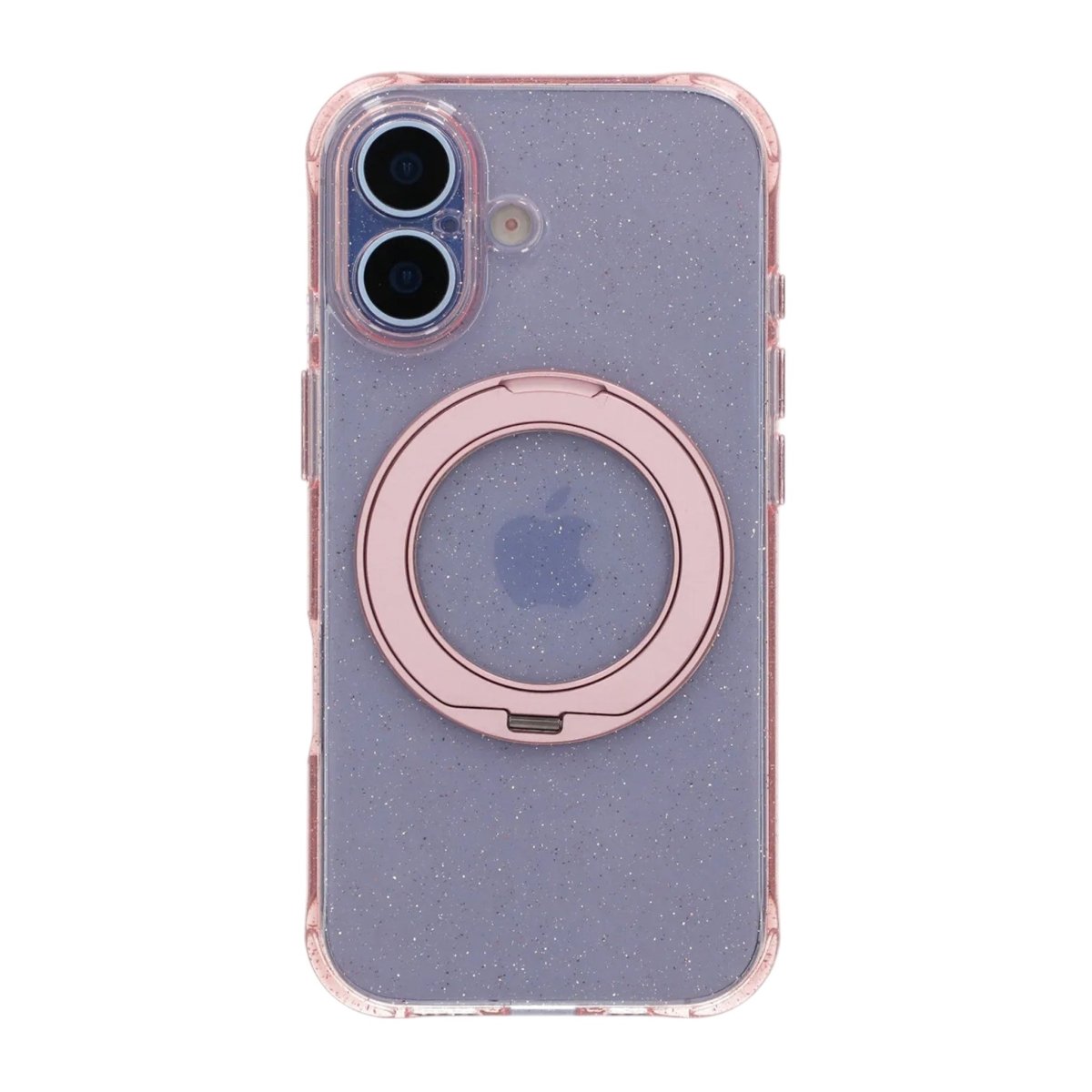 iPhone 17 Cover Glitter Stativ MagSafe Lyserød