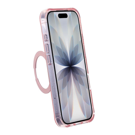 iPhone 17 Cover Glitter Stativ MagSafe Lyserød