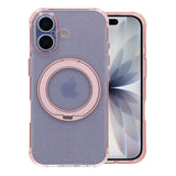 iPhone 17 Cover Glitter Stativ MagSafe Lyserød