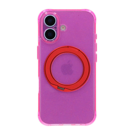 iPhone 17 Cover Glitter Stativ MagSafe Rød