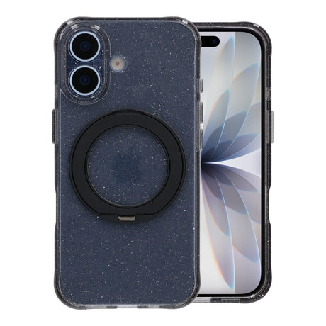 iPhone 17 Cover Glitter Stativ MagSafe Sort