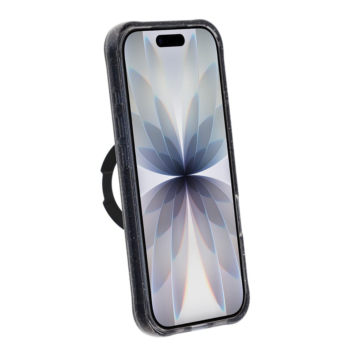 iPhone 17 Cover Glitter Stativ MagSafe Sort