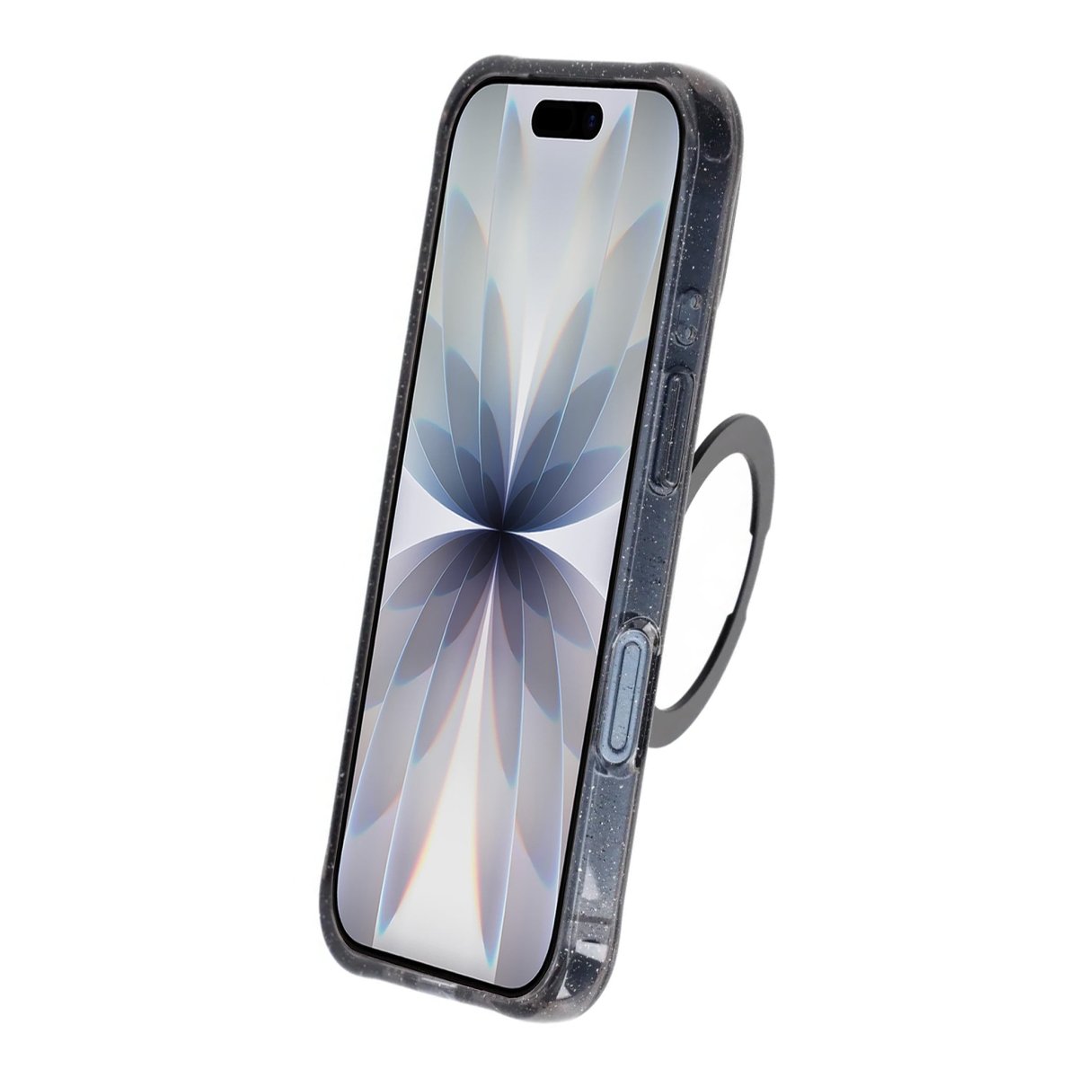 iPhone 17 Cover Glitter Stativ MagSafe Sort