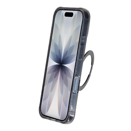 iPhone 17 Cover Glitter Stativ MagSafe Sort
