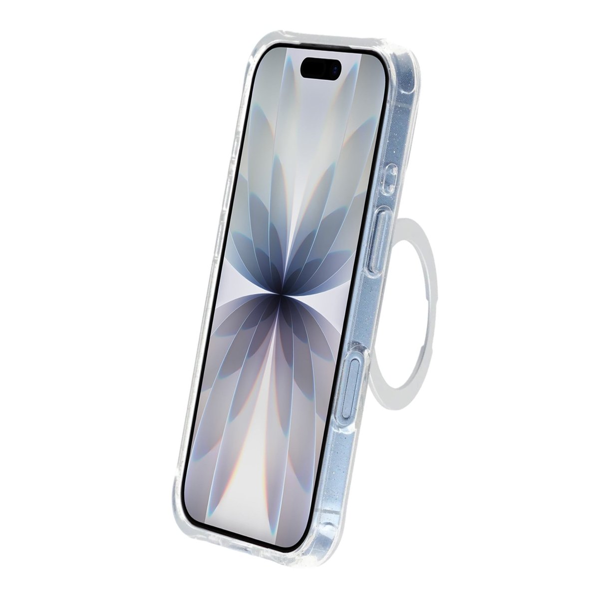 iPhone 17 Cover Glitter Stativ MagSafe Hvid