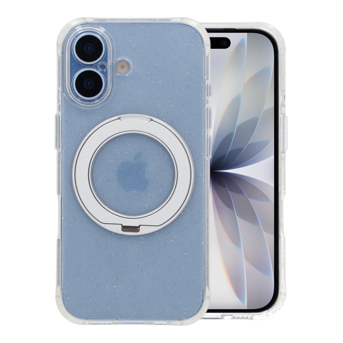 iPhone 17 Cover Glitter Stativ MagSafe Hvid