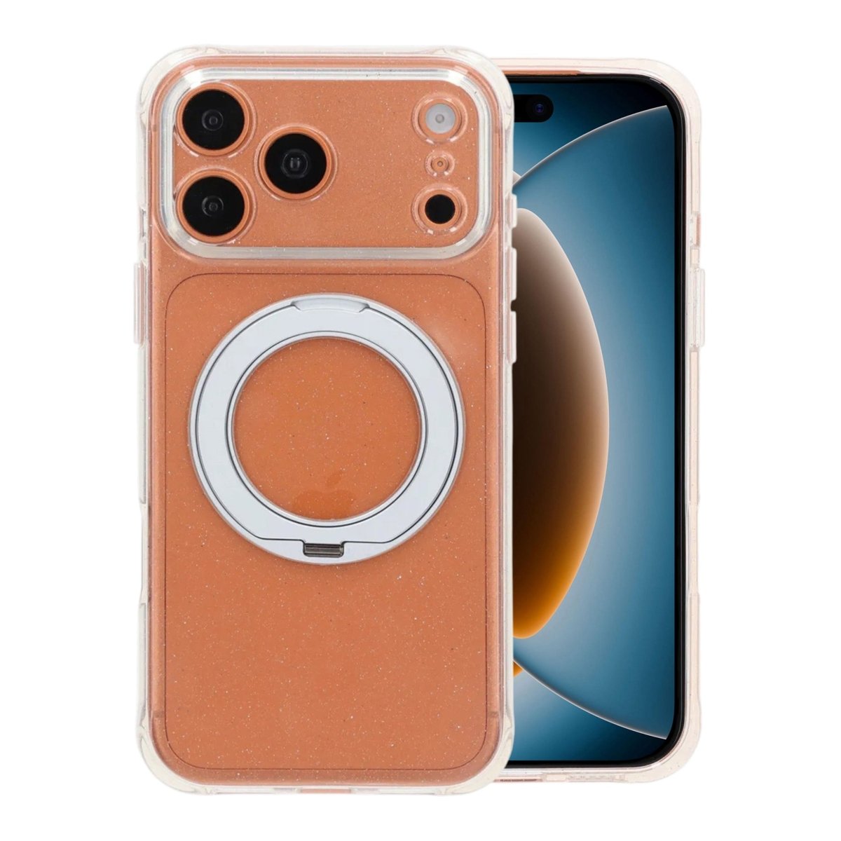 iPhone 17 Pro Max/iPhone 18 Pro Max Cover med glitter, stativ og MagSafe Hvid