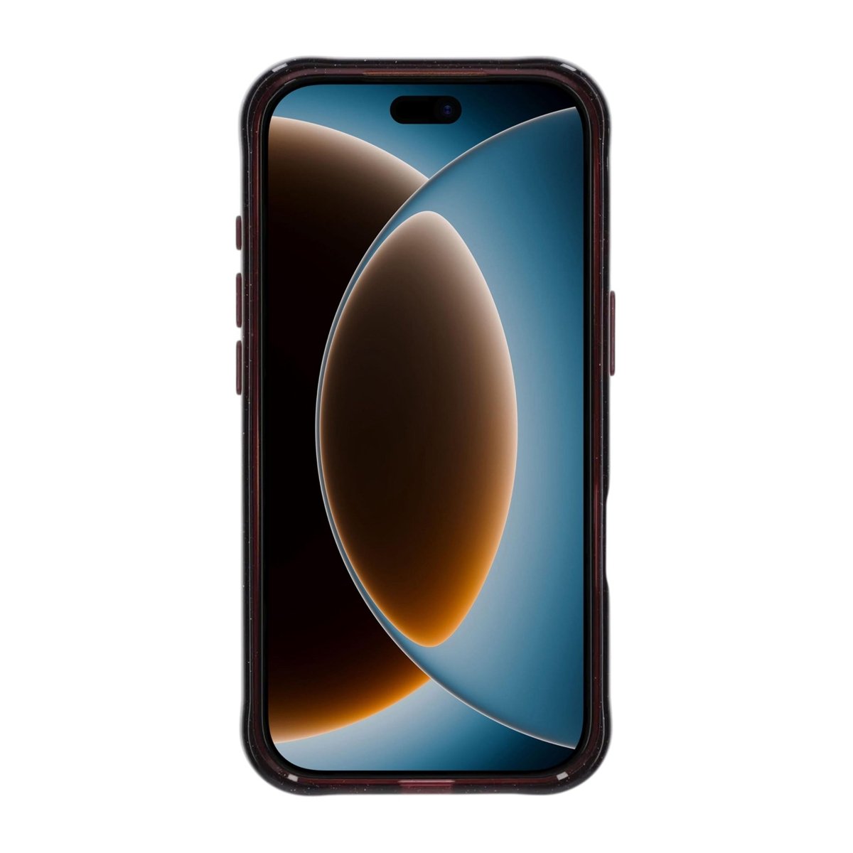iPhone 17 Pro/iPhone 18 Pro Cover med glitter, stativ og MagSafe mørkerød