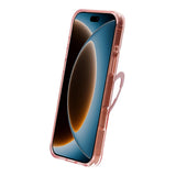 iPhone 17 Pro/iPhone 18 Pro Cover med glitter, stativ og MagSafe Lyserød