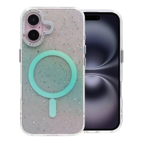 iPhone 16 Cover Glitter Diamond MagSafe Grøn