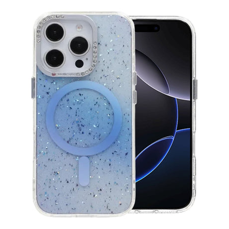 iPhone 16 Pro Cover Glitter Diamond MagSafe Blå