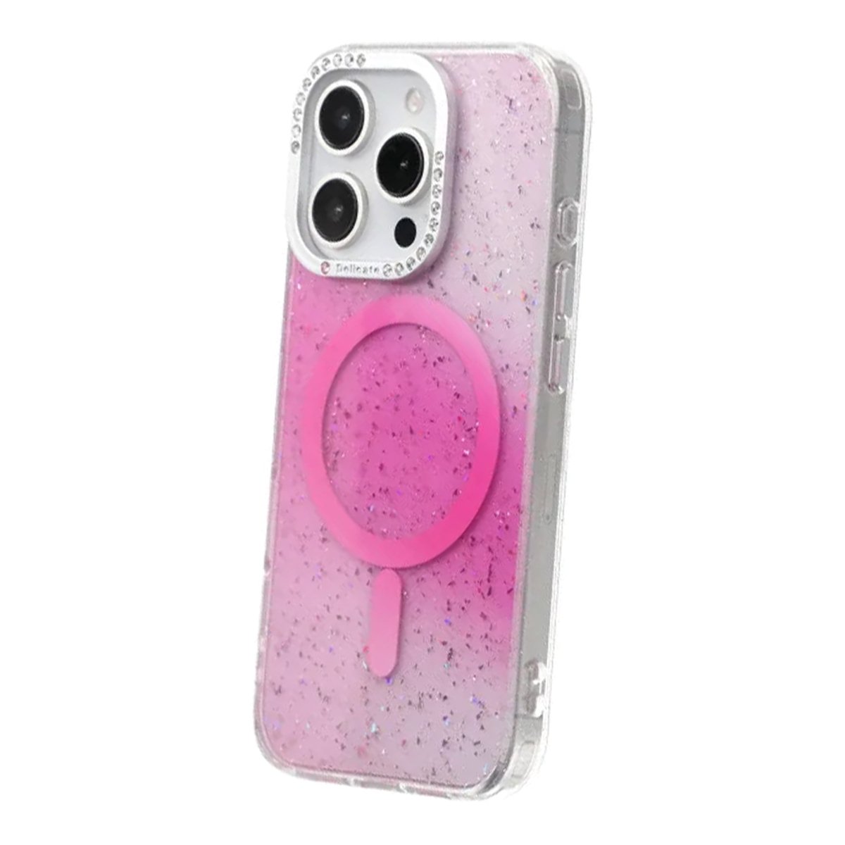iPhone 16 Pro Max Cover Glitter Diamond MagSafe Lyserød