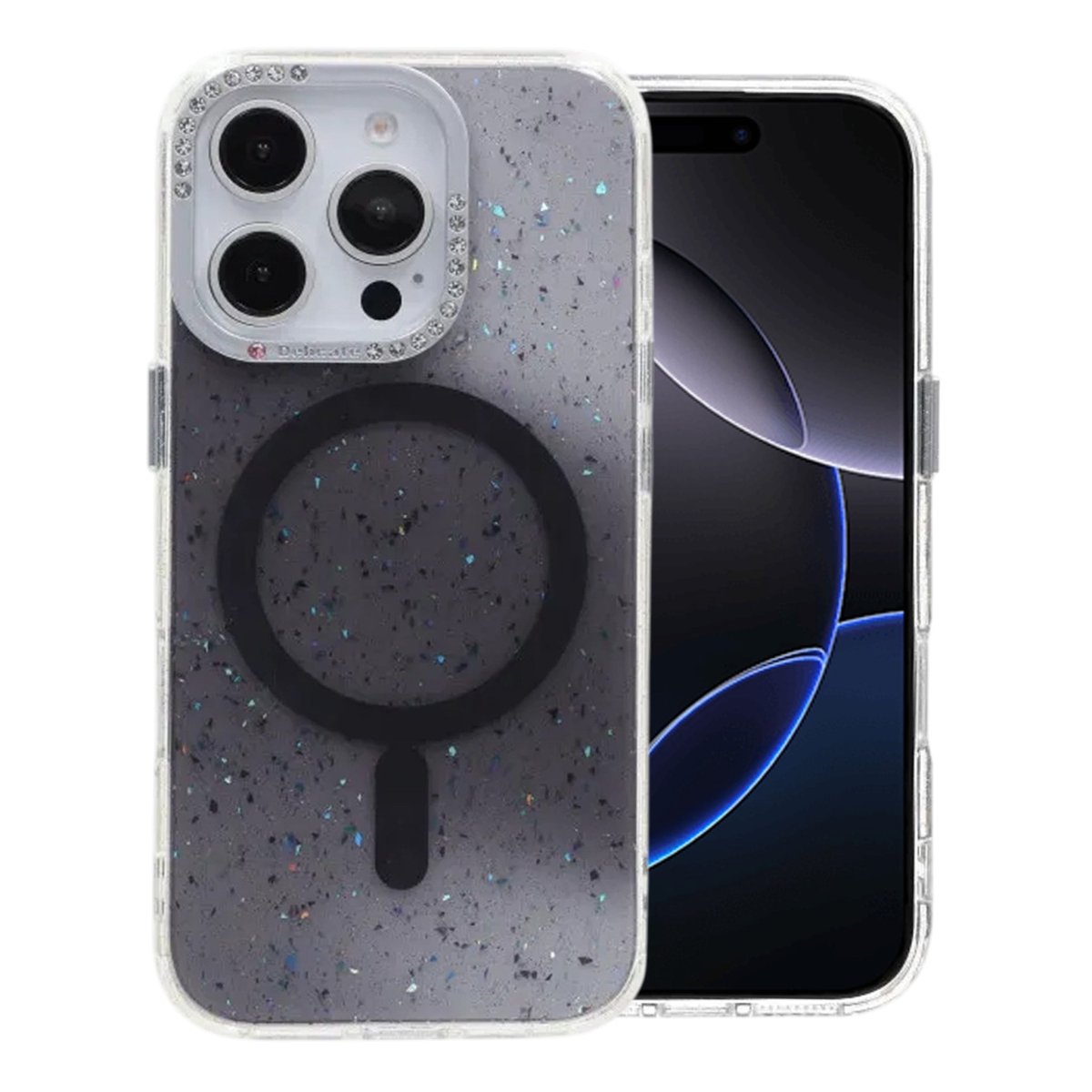 iPhone 16 Pro Cover Glitter Diamond MagSafe Sort