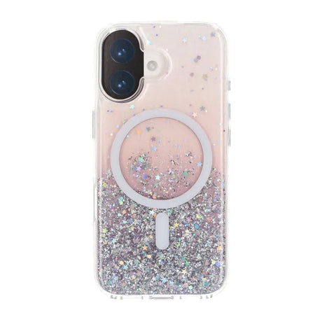 iPhone 17 Cover Glitter Stjerner MagSafe Lilla