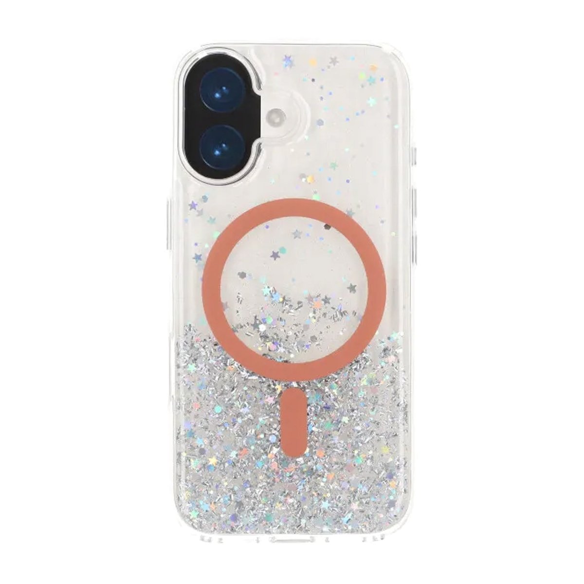 iPhone 17 Cover Glitter Stjerner MagSafe Orange