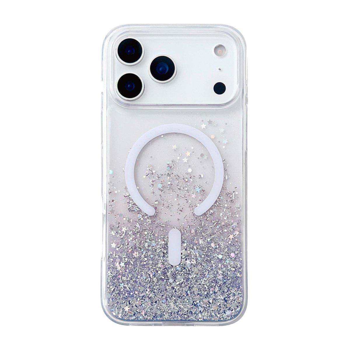 iPhone 17 Pro Cover Glitter Stjerner MagSafe Lilla