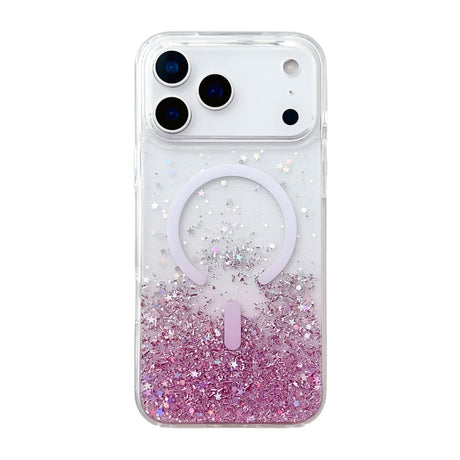 iPhone 17 Pro Max Cover Glitter Stjerner MagSafe Lyserød