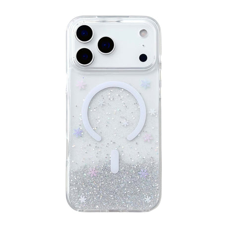 iPhone 17 Pro Max Cover Glitter Stjerner MagSafe Sølv
