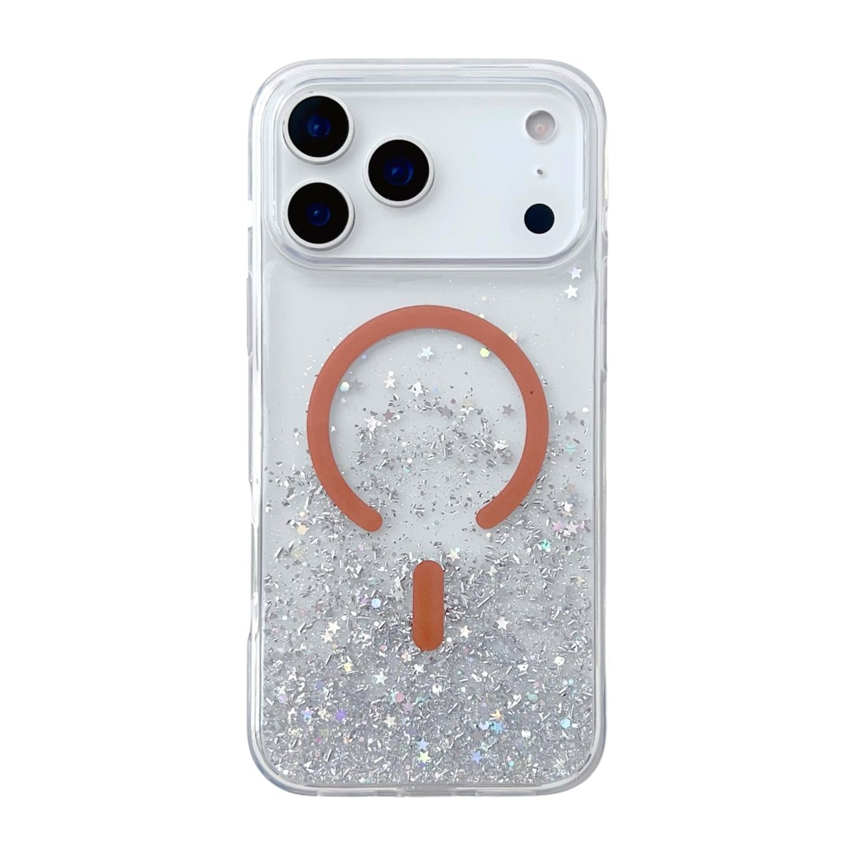 iPhone 17 Pro Cover Glitter Stjerner MagSafe Orange