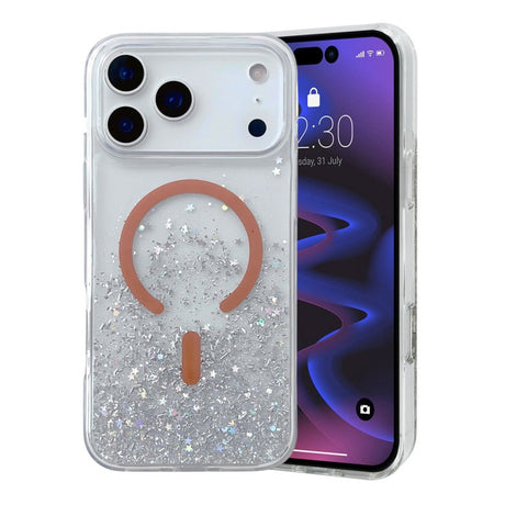 iPhone 17 Pro Cover Glitter Stjerner MagSafe Orange